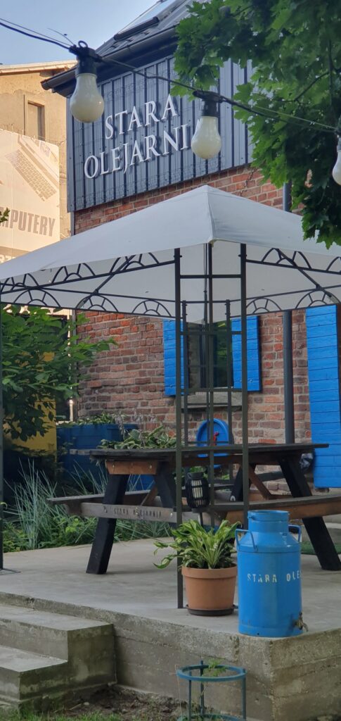 Stara Olejarnia patio with stringlight