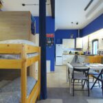 Studio long view on kitchen with bunk bed